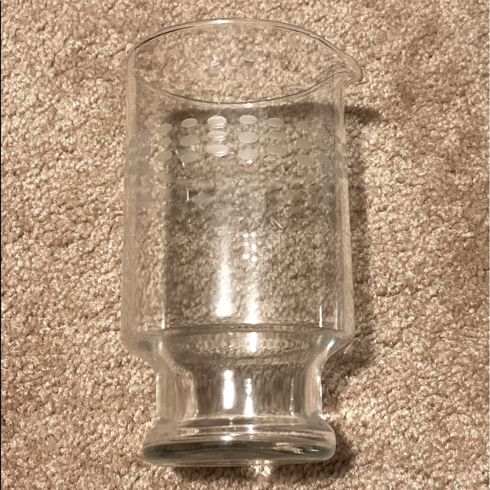 Clear Glass Martini Pitcher, Mid-Century Modern Barware, 34 oz Etched Design